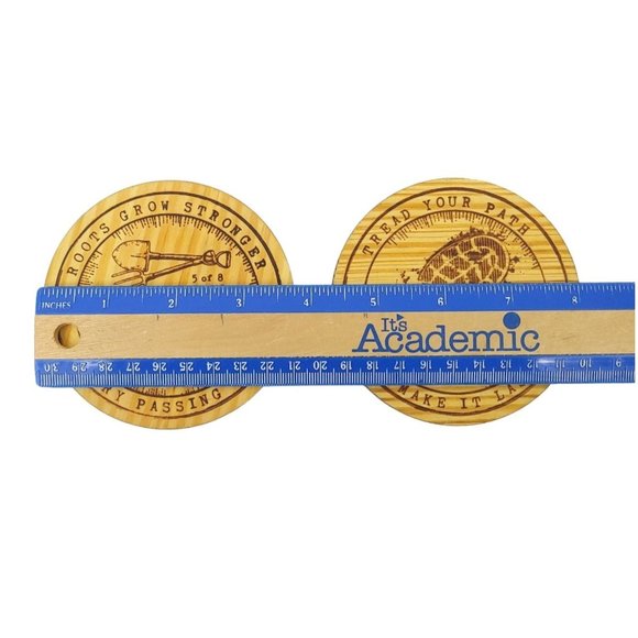 Wooden Coffee Tea Beverage Drink Coasters 5 And 6 Of 8 Round Copenhagen NEW Box - Picture 8 of 8